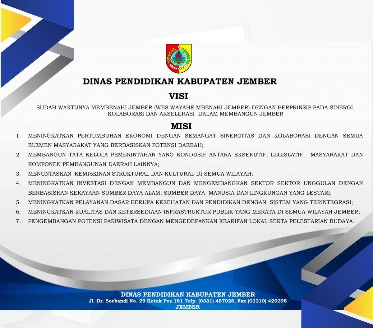 VISI MISI DINAS PENDIDIKAN