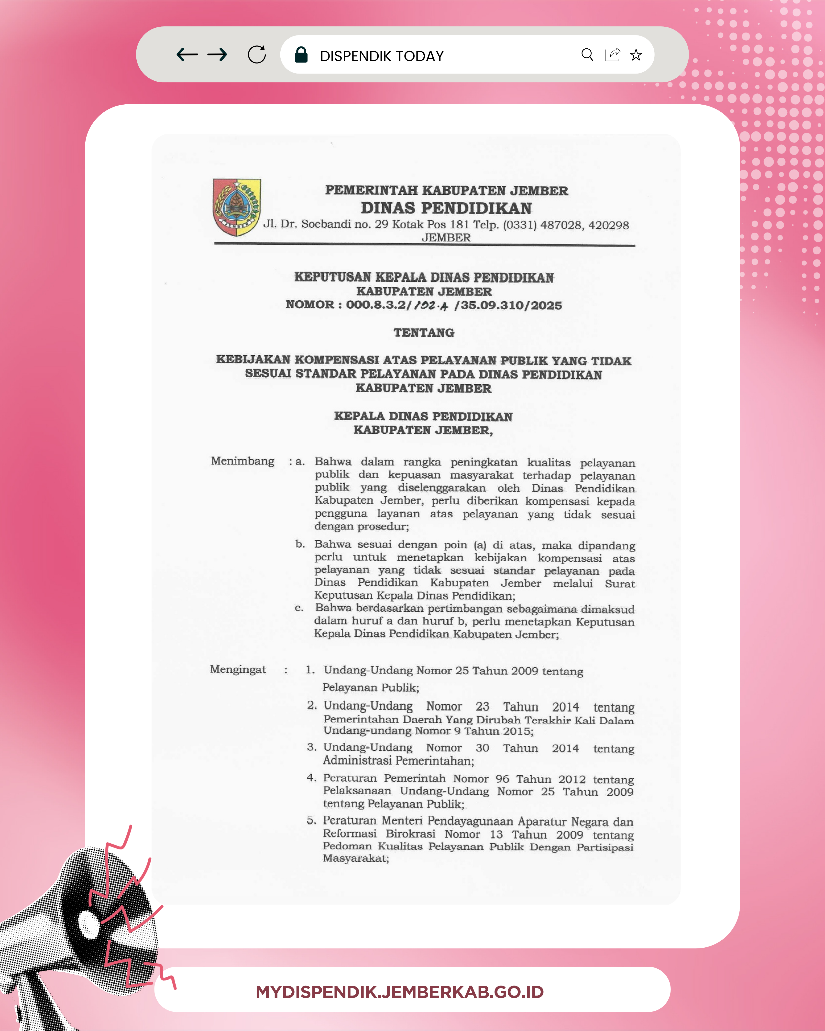 SK KOMPENSASI PELAYANAN DISPENDIK 2025